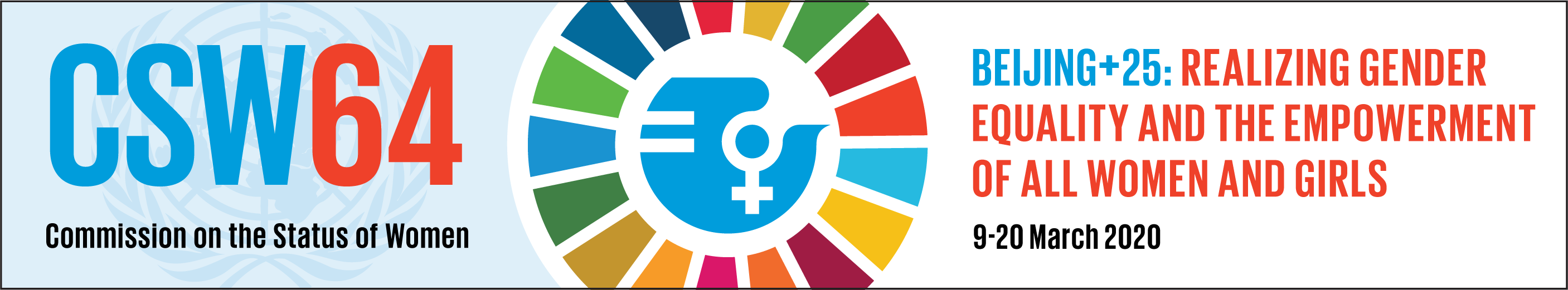 CSW64 banner: Commission on the Status of Women, 9-20 March
