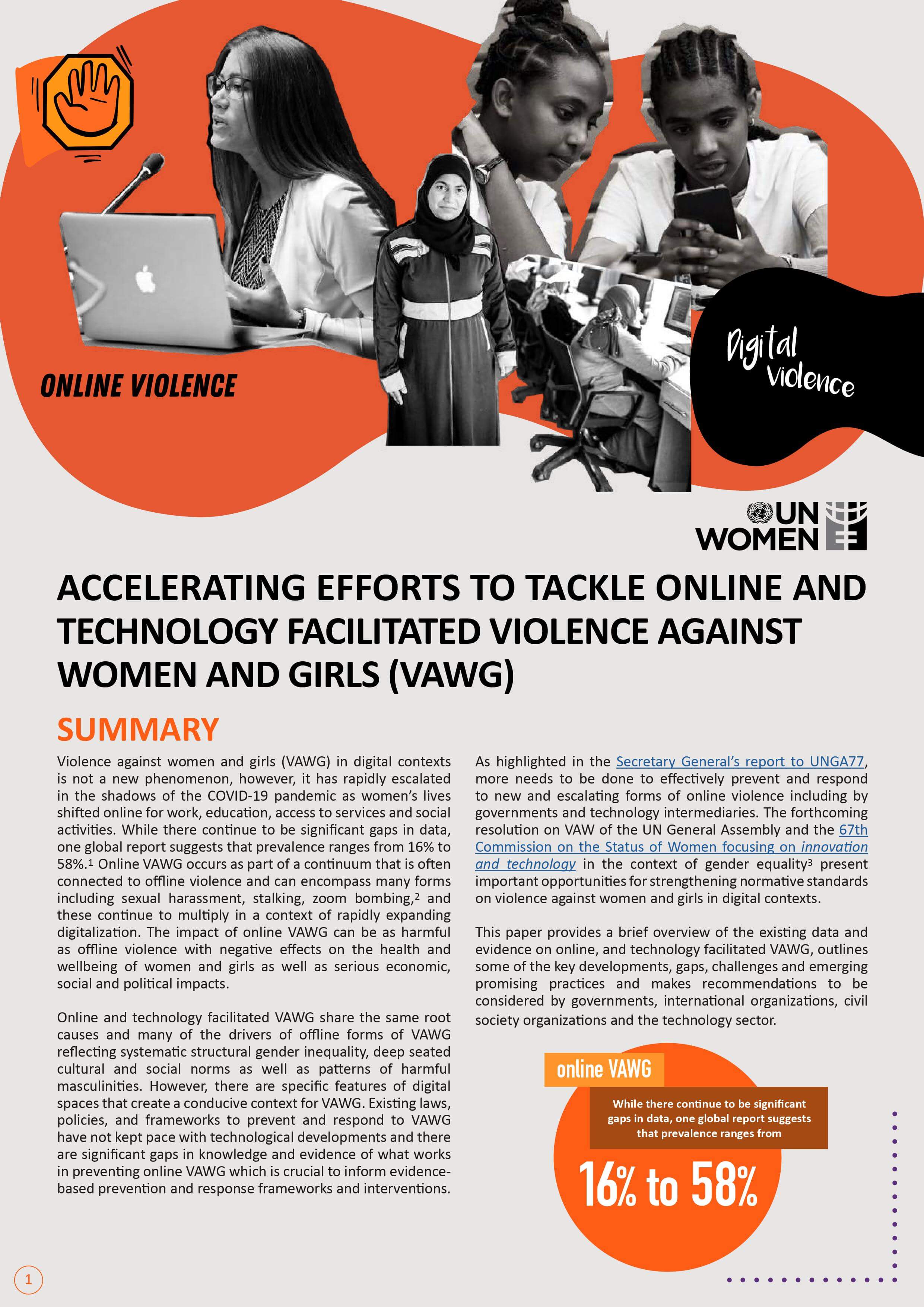 Accelerating efforts to tackle online and technology-facilitated violence  against women and girls | Publications | UN Women – Headquarters