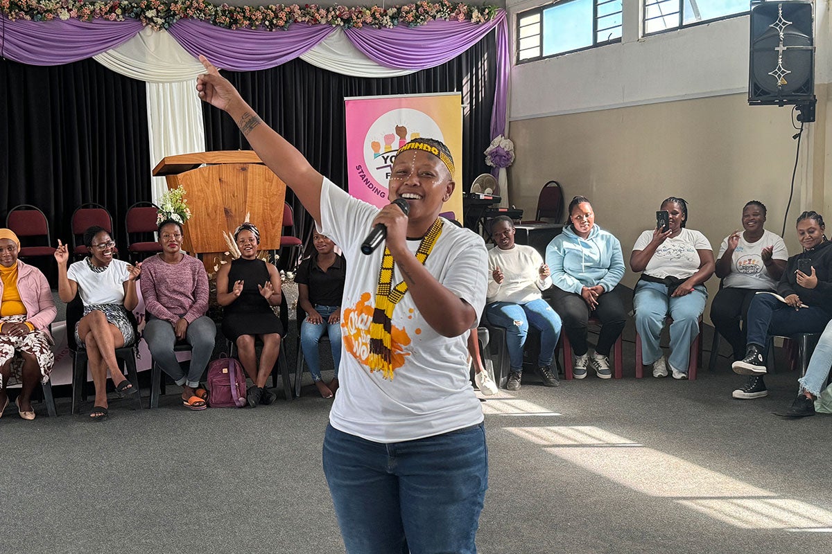 Thando, 32, performing popular songs. 