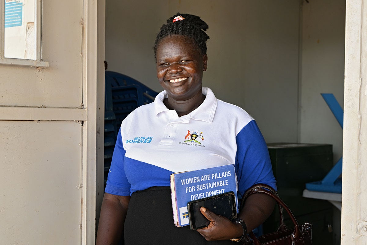 Grace Khemis, a South Sudanese refugee and chair of the Refugee Welfare Committee III in Bidi Bidi settlement. 