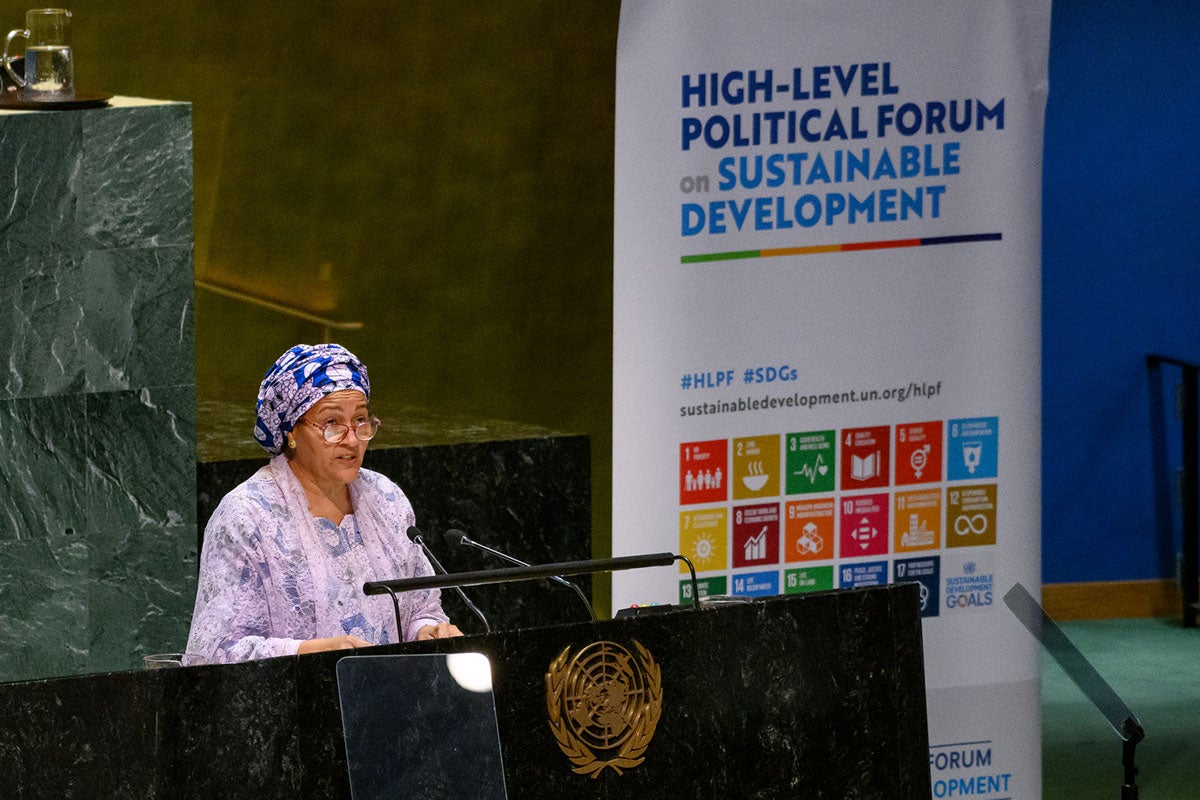 UN Deputy Secretary-General Amina Mohammed addresses the opening of the High-level Political Forum 2024 convened under the auspices of the Economic and Social Council. 