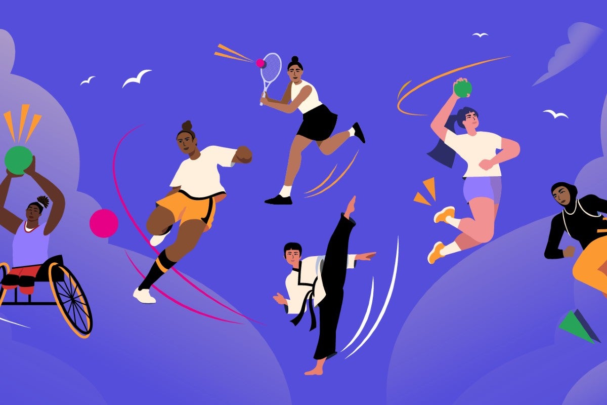 Illustration of diverse female athletes