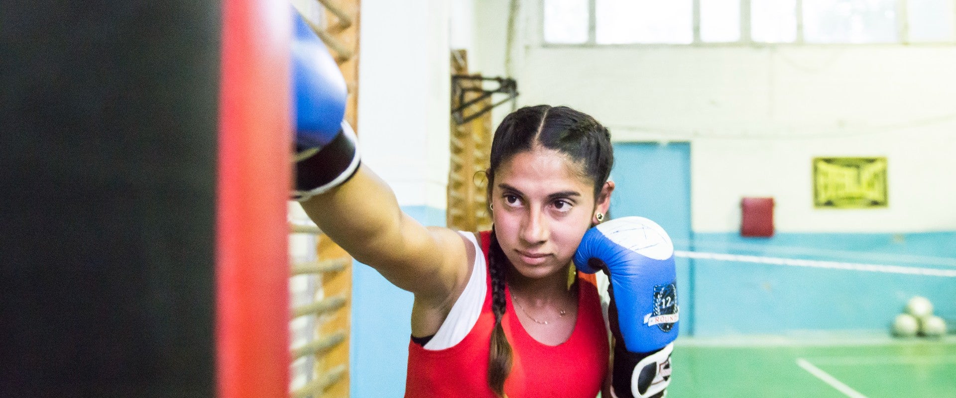 Stela attends the eighth grade and her dream is to become a world boxing champion