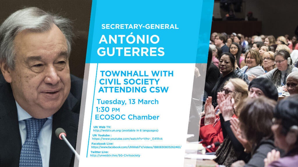 CSW 62 side event UN SecretaryGeneral António Guterres townhall with