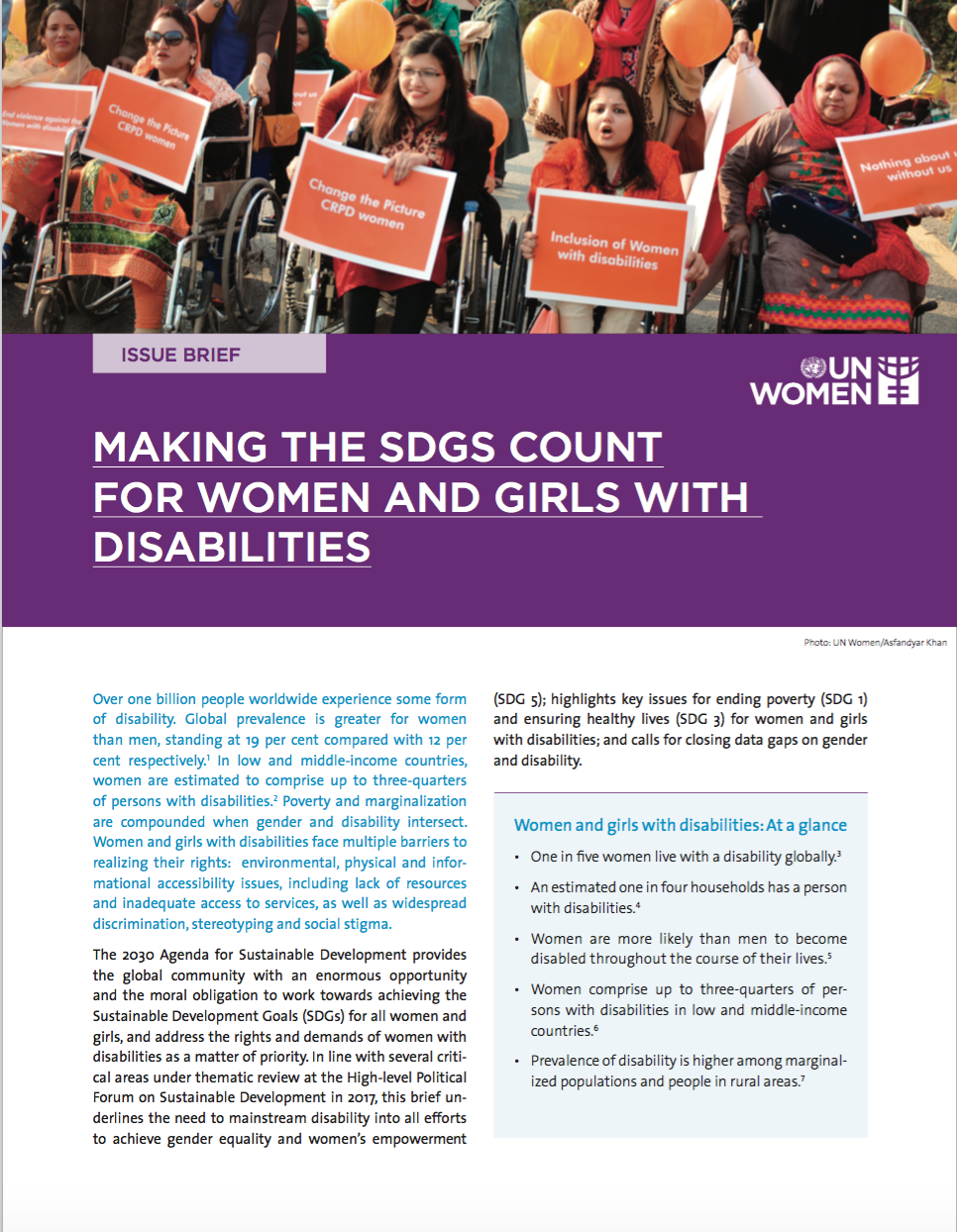 Issue brief: Making the SDGs count for women and girls with disabilities
