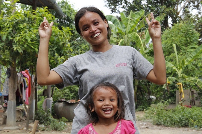 Chum Sopha, now 29, works with HIV-positive women in Roka Village in north-west Cambodia. 