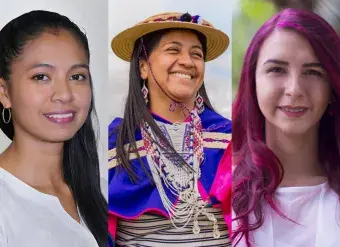 collage of three colombian women activists