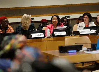 Panellists at the side event on financing social protection and care systems, organized by UN Women on the margins of the 68th session of the Commission on the Status of Women