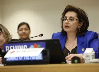 UN Women Executive Director Sima Bahous delivers opening remarks at the side event, “Beijing+30: Achieving gender equality, the rights and empowerment of all women and girls”, Summit of the Future, Action Day 2, 21 September 2024, UN headquarters. Photo: UN Women/Ryan Brown.