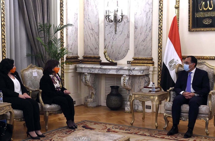 UN Women Executive Director Sima Bahous during her meeting with H.E. Moustafa Madbuly, Prime Minister of Egypt on 28 November 2021.  Photo: Courtesy of the Prime Minister’s Office