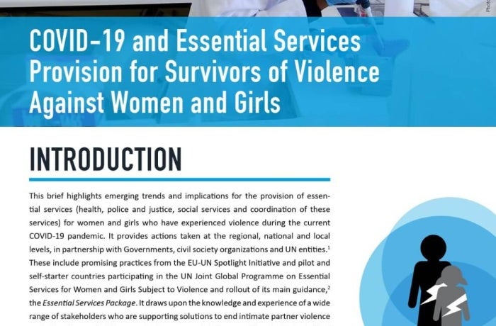 Brief: COVID-19 and essential services provision for survivors of violence  against women and girls, Digital library: Publications