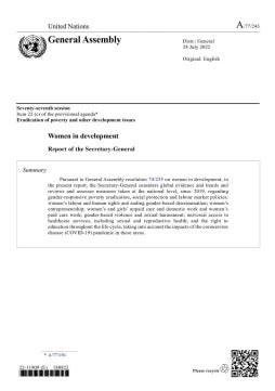 Women in development: Report of the Secretary-General (2022)
